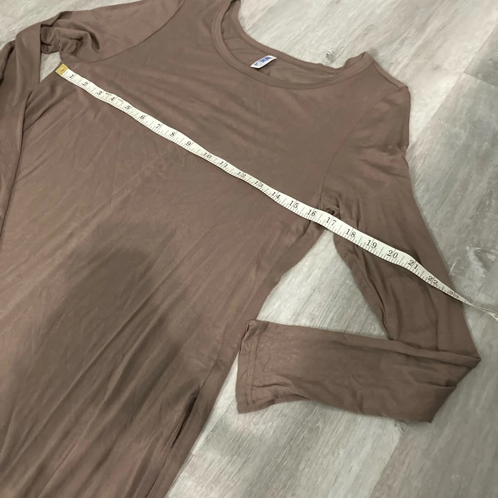 Himone Tan Long Sleeve Solid Dress with Pockets Large - Picture 9 of 13